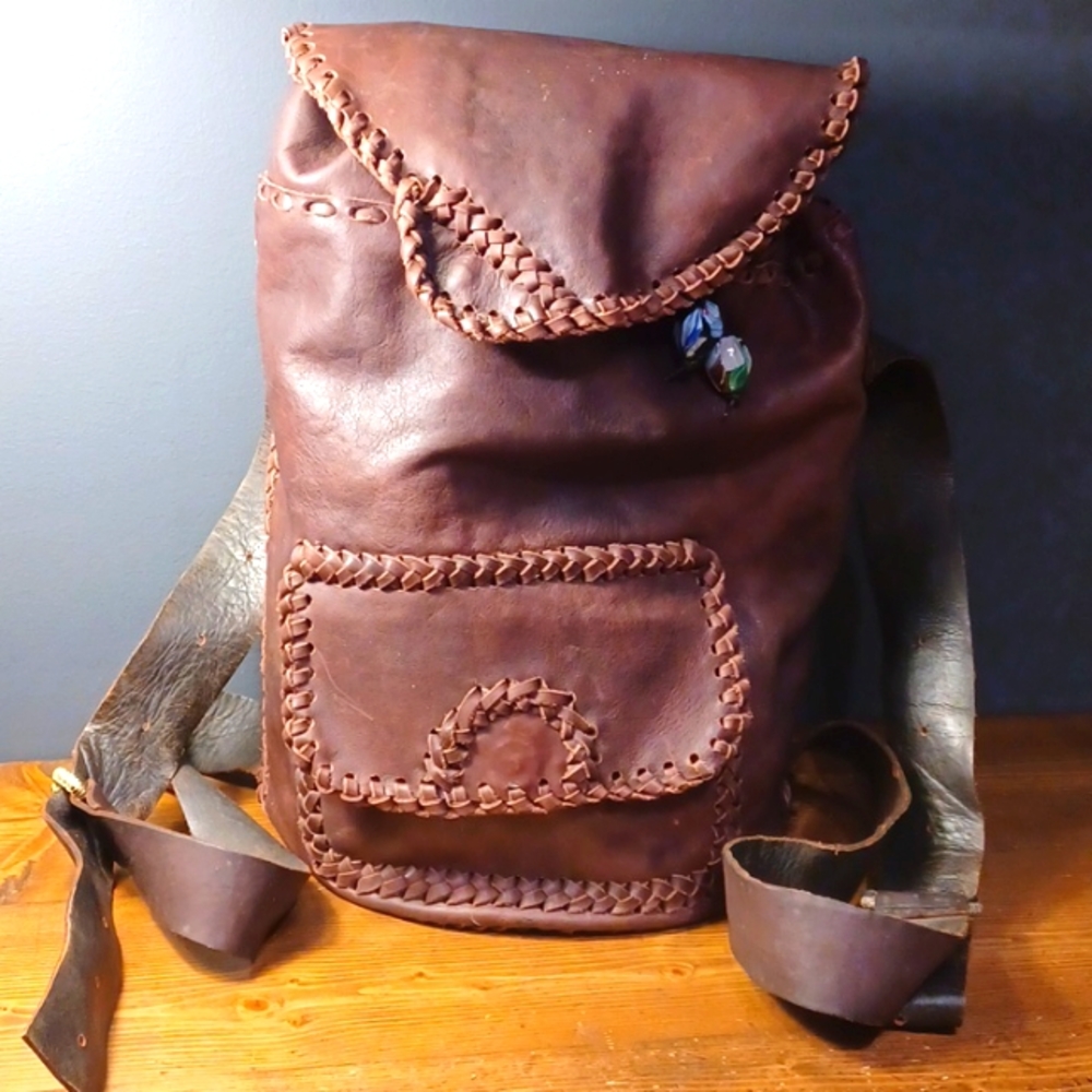 Leather Boho Backpack - image 1